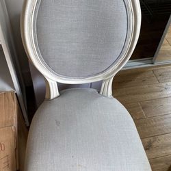 linen covered oval back chair