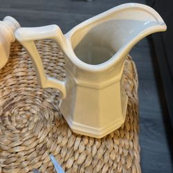 Vintage White Red Cliff Ironstone Pitcher