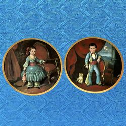 2 Vintage Pickard China Decorative Plates Sanchez Children Of Mexico Regina & Raphael