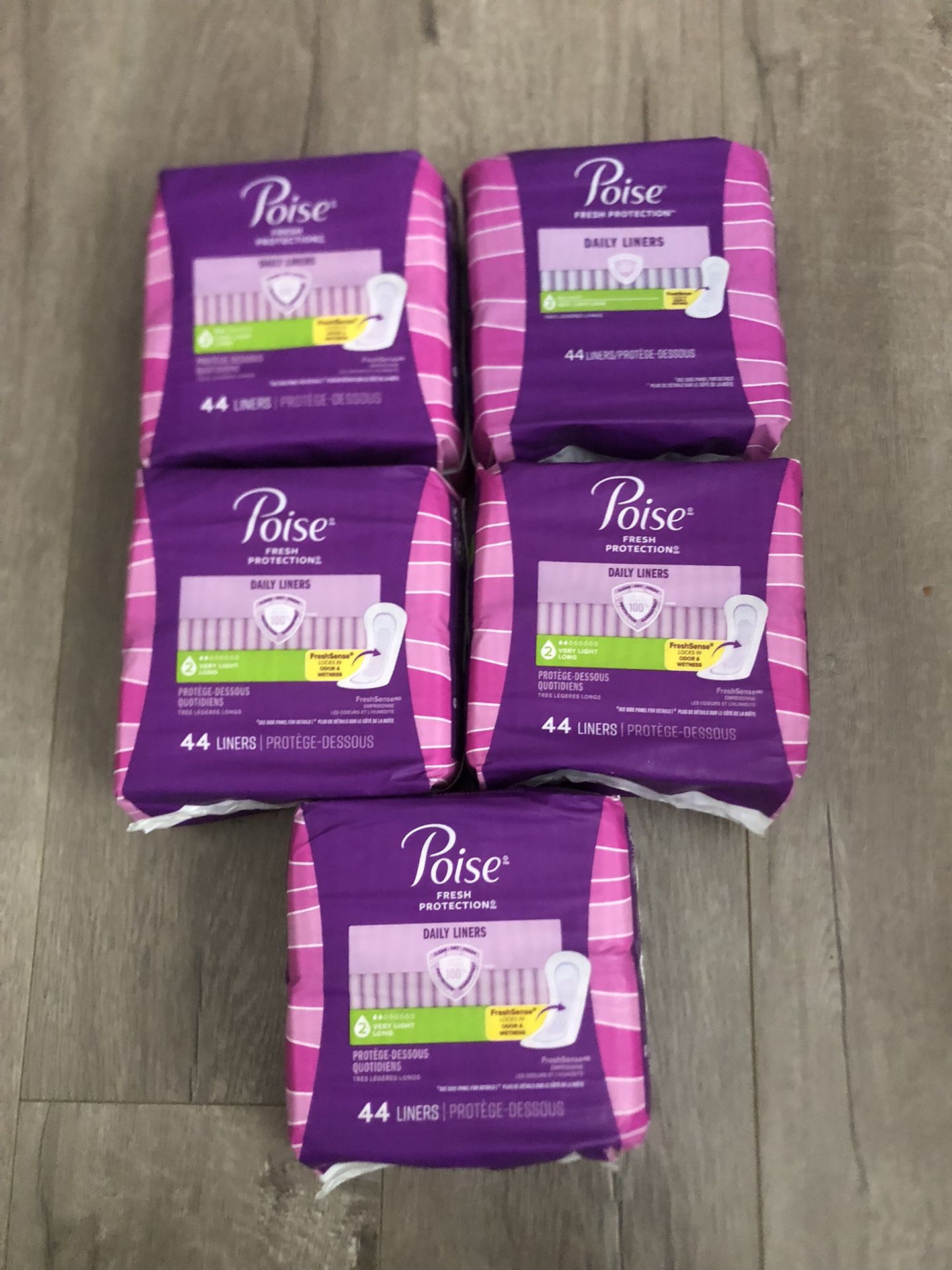 Lot Of 5 Poise Liner 44 Liners Each