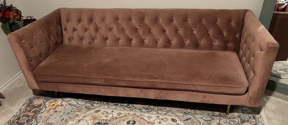Pink square arm loveseat sofa