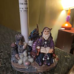 Hand Painted Lamp W/ Wizard And Dragon 🐲