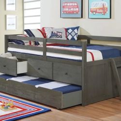 Anitta Collection Twin size Loft bed- Available in 2 colors- Trundle Included- Three storage drawers Now  On Sale Now 798.00 Mattresses Not Included. 