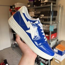 A Bathing Ape Bape Sta Low Blue Patent Leather Size 13