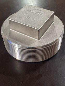 MB-304 Stainless Steel, 150-4 Threaded (NPT) Square Head Plug 4"     B4)