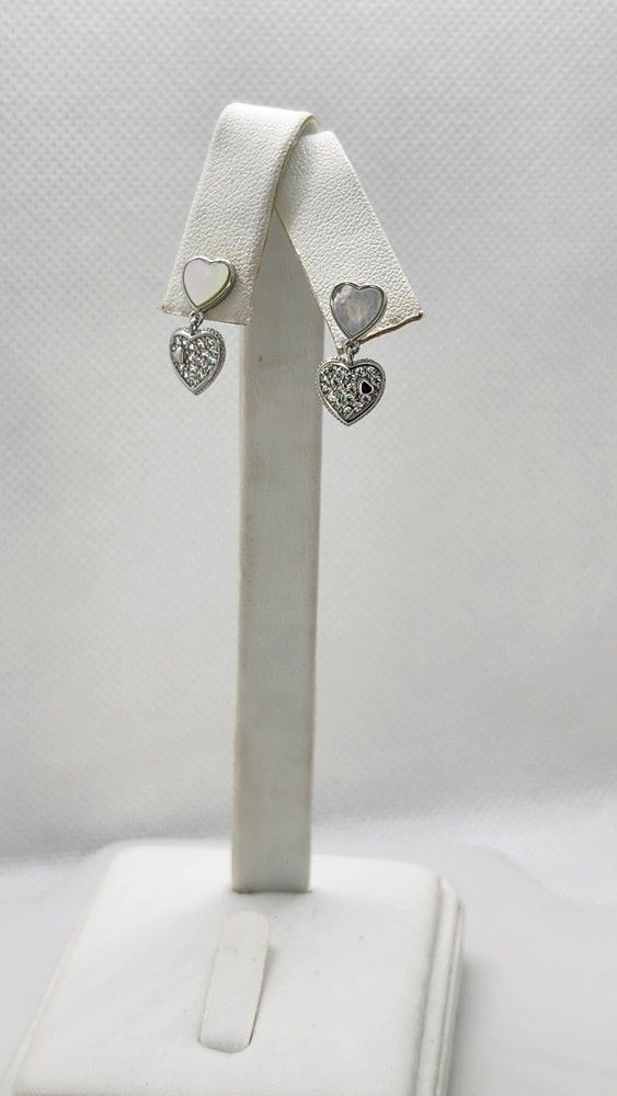 Brand New Sterling Silver 925 Opal Heart Earrings 
