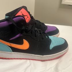 Nike Air Jordan I 1 Mid GS Candy Multicolor Black 3M Orange 554725-083 Size 7 Youth 