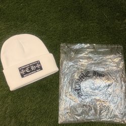 Chrome Hearts Embroidered Logo Unisex Beanie - One Size - White/Black