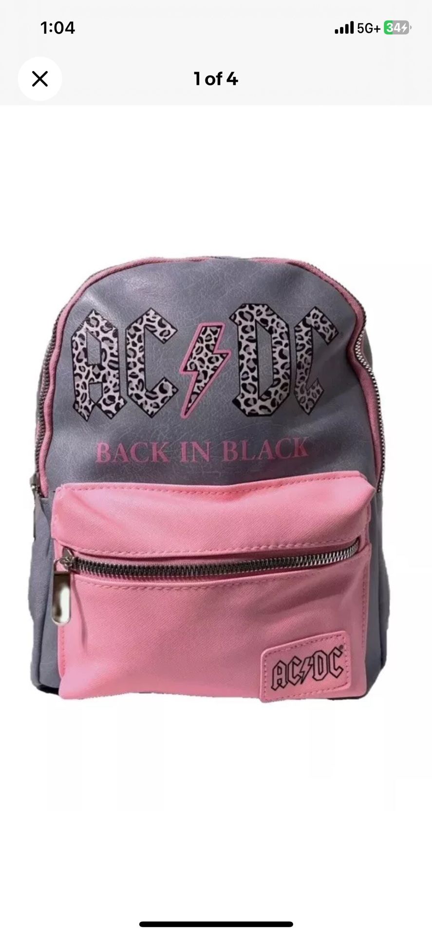 AC/DC Mini Backpack Purse Pink And Purple Rockin Mini Bag 11" x 9" NWT