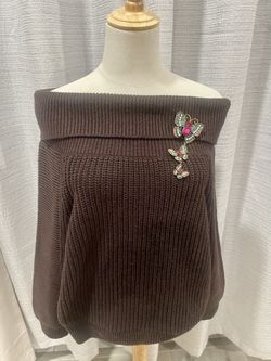 H&M Off Shoulder Sweater, soft rib-knit cotton blend