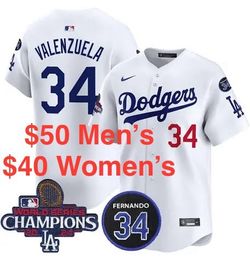 WOMEN’S LOS ANGELES DODGERS FERNANDO VALENZUELA STITCHED JERSEY SMALL UP TO 2XL