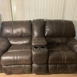 Leather Reclining Loveseat