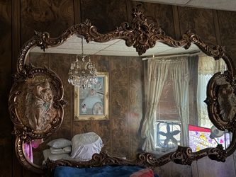 Vintage French Rococo Louis XV Style Gold Wall Mantle Mirror