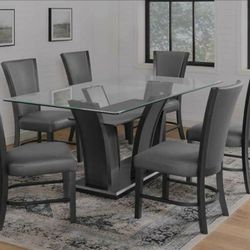 7pcs Glass top dining set