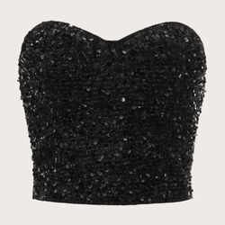 Zip back sequin tube top