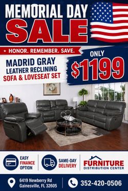 MADRID GRAY LOVE AND SOFA SET ONLY $1199! FAST SHIPPING🚚 NO CREDIT CHECK💰