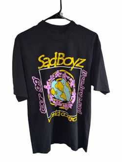 Sad Boyz Graphic T-Shirt Black Streetwear “Live With a Purpose” Y2K Style Tee Medium New