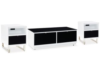 Gardoni White/Black Coffee Table and 2 Chairside End Tables (Online Special Price)