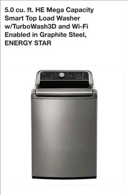 LG 5.0 cu. ft. HE Smart Top Load Washer with WIFI, graphite steel