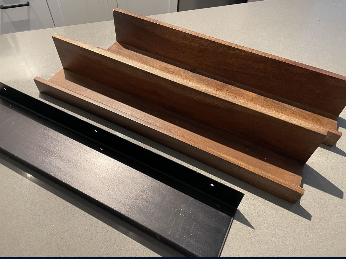 (3) 24 Inch Shelves (2) Wood (1) Gunmetal.