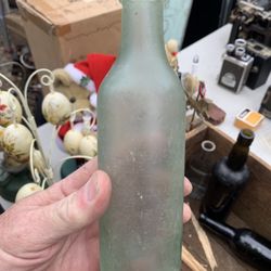 1800s  Green Round Bottom  Torpedo Bottle 