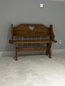 Handmade solid, oak deacon bench