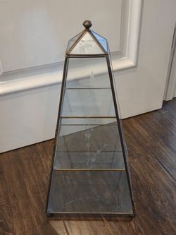 Vintage brass and glass pyramid curio display case