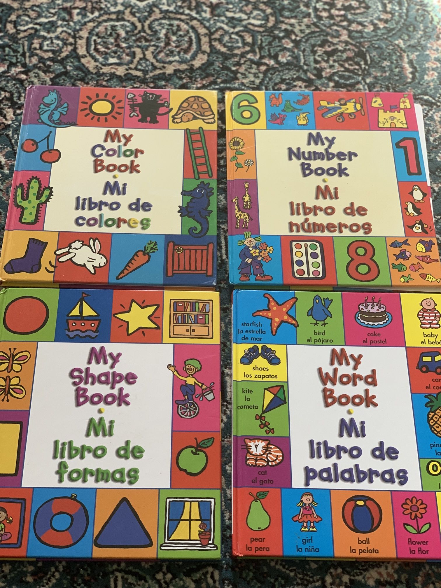 Set of 4 Bilingual My First Board Books English Spanish Colors Numbers Shapes