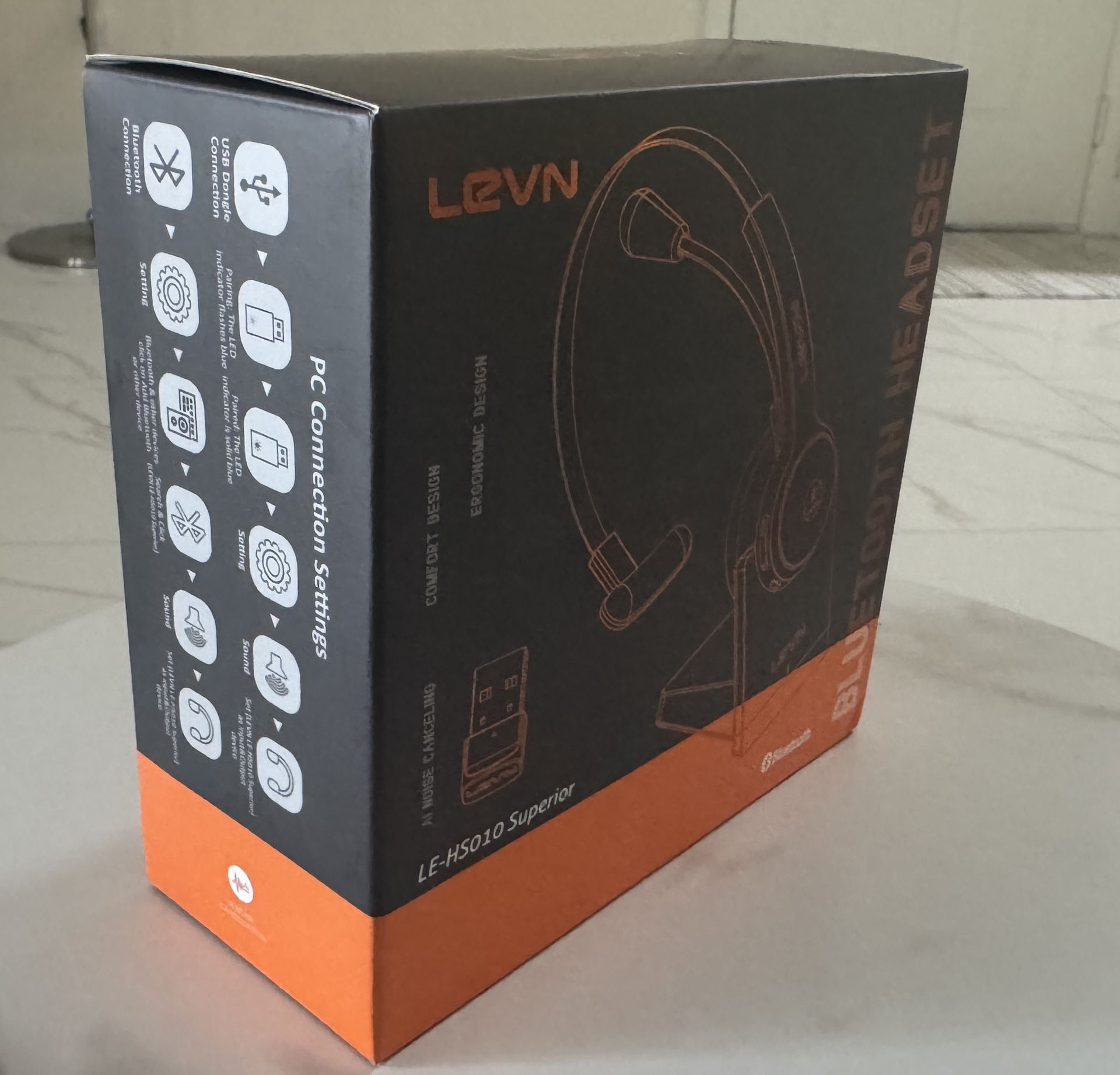 Brand new LEVN Bluetooth 5.0 Wireless Headset with Microphone (AI Noise Cancelling), 35Hrs Bluetooth Headphones with USB Dongle for PC, Suitable for R