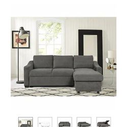 Reversible Chaise Gray Sleeper Sectional With Storage (New)