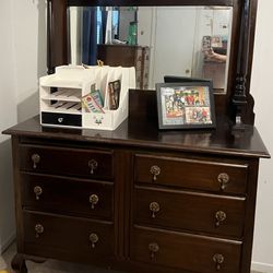 Vintage 5 Dresser Drawer With Mirror