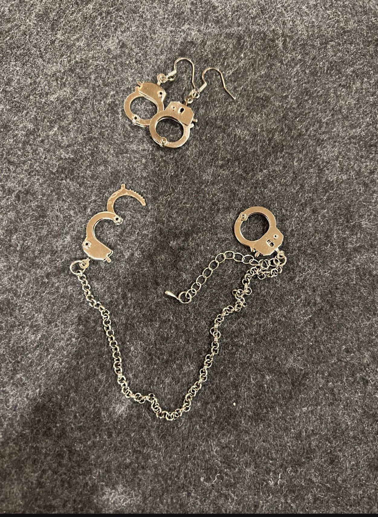 CUTE HANDCUFF EARRINGS AND BRACELET
