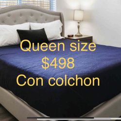 Cama Queen Size Nueva En Su Caja / Colchon Regular / Bed Frame New In Box Mattres Regulary 