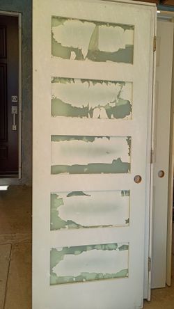 30x80 solid core interior door no frame 5 panels frozen glass
