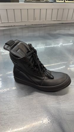 RICK OWENS GEOBASKET LEATHER SNEAKERS