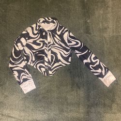 Zebra Print Cropped Blouse