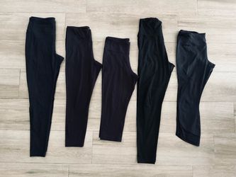 Lot Black Athletic Yoga Pants Workout Leggings Athleta Tek Gear Mondetta Size Large L LT