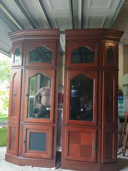 2 solid wood cabinets