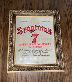 Vintage Seagram's Seven Crown American Whiskey mirrored bar sign