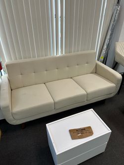 New in box 71” Beige Tufted Fabric Sofa Couch