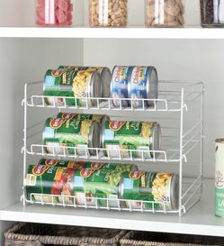 New White 3-Tier Wire Can Organizer Rack