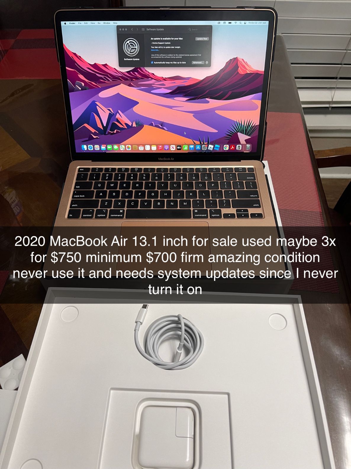 2020 MacBook Air 13.1 Inch Rose Gold