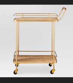 Gold and wood bar cart