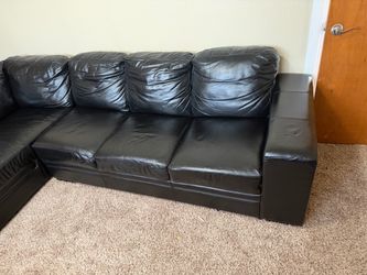 Genuine Leather Sectional Sofa – Black – $900 OBO