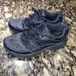 Black Fila Work Shoes Leather Sz 9