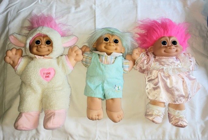 Russ Trolls (Lot Of 3 Plush Troll Dolls From 90's)