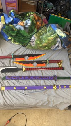 4 different Lego swords based on anime characters