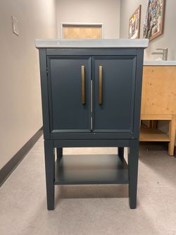 20" Solid Wood Bathroom Vanity Cabinet with Ceramic Sink