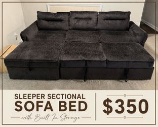 Sleeper Sectional Sofa Bed with Built-in Storage