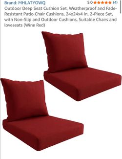 New set of 2 patio chairs cushions 24x24
